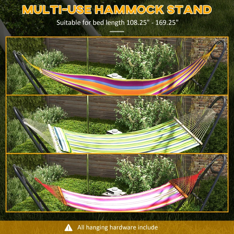 Outsunny Hammock Stand, Portable Adjustable Steel Frame Hammock Stand, Weather Resistant, 10.3', 550 lbs. Capacity, Black