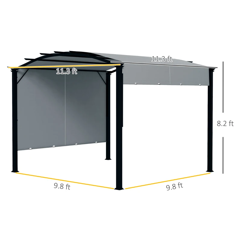 Outsunny 11' x 11' Outdoor Retractable Pergola with Canopy for Backyard, Gray