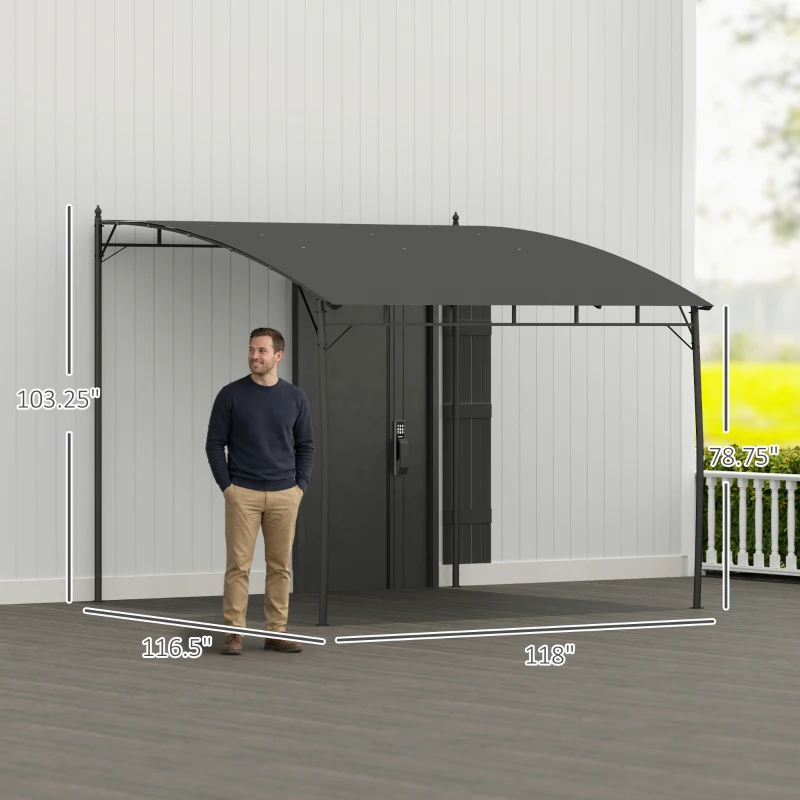Outsunny 10' x 10' Outdoor Pergola Gazebo, Garden Sun Shade Shelter with Metal Frame for Porch, Patio, Deck, Backyard, Gray
