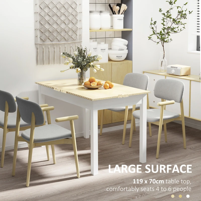 HOMCOM Kitchen Table, Dining Table for 4 to 6 People, 46.9" W x 27.6" D x 29.5" H, Oak