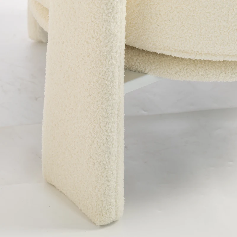 HOMCOM Upholstered Armchair, Sherpa Accent Chair with Lumbar Pillow, Padded Armrests and Thick Cushion, Cream White