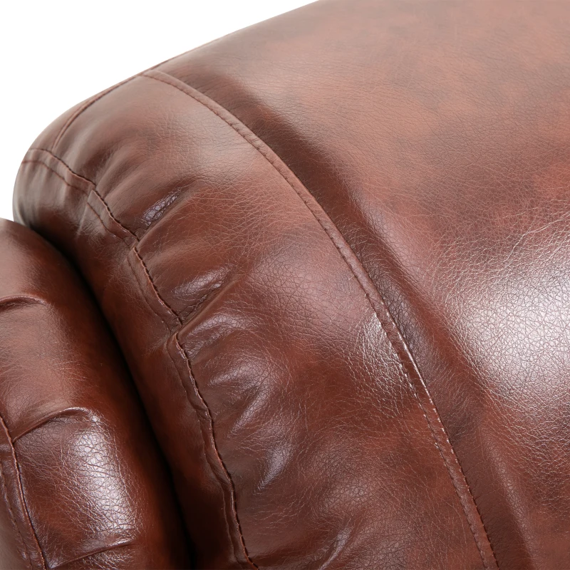 HOMCOM Vibration Massage Recliner Chair for Living Room with Heat,   Single Sofa, PU Leather Power Reclining Chair, Home Theater Seating with Footrest, Brown