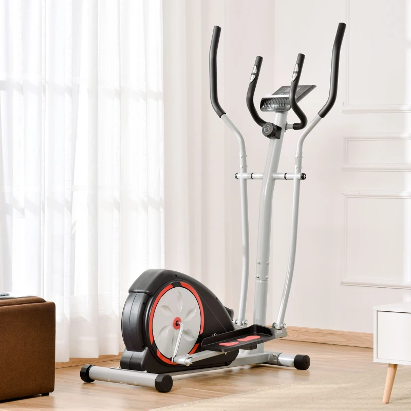 Soozier Elliptical Trainer Magnetic Cardio Workout Exercise Bike Cross Trainer with 8 Level Resistance, LCD Digital Monitor, Pad Phone Holder, Great for Home Office Gym