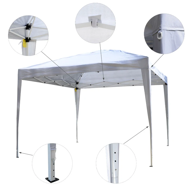 Outsunny 10' x 10' Easy Pop Up Canopy Gazebo Party Tent Shelter - White