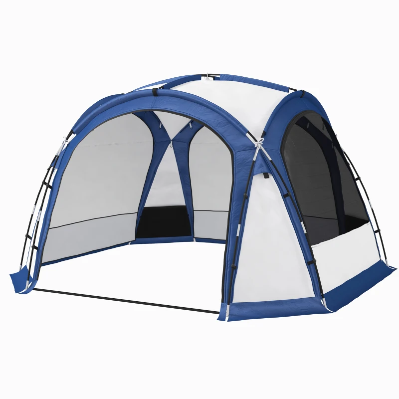 Outsunny 8 Person Dome Tent, Camping Tent with 4 Doors, Lamp Hook, Carry Bag, White