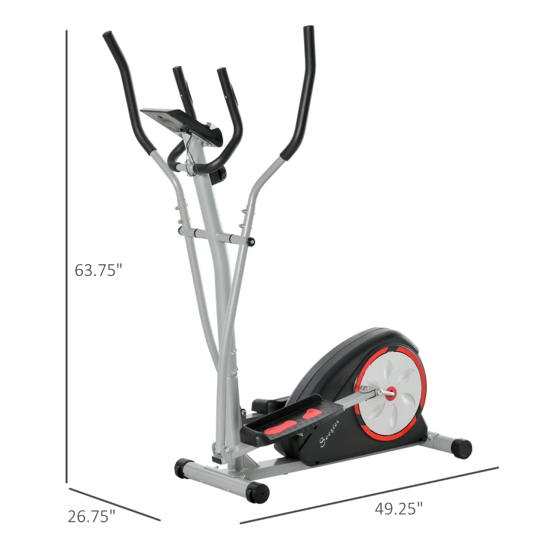 Soozier Elliptical Trainer Magnetic Cardio Workout Exercise Bike Cross Trainer with 8 Level Resistance, LCD Digital Monitor, Pad Phone Holder, Great for Home Office Gym