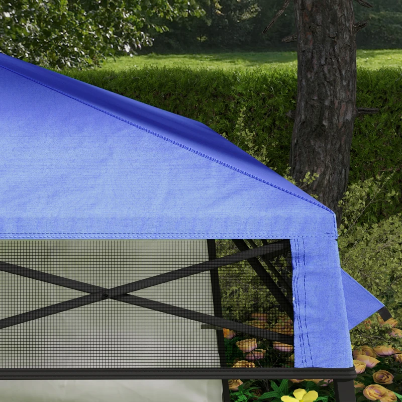 Outsunny 7' x 7' Garden Foldable Pop Up Gazebo Tent with Backpack & Inclined Legs Outdoor Party Canopy, Blue & Black