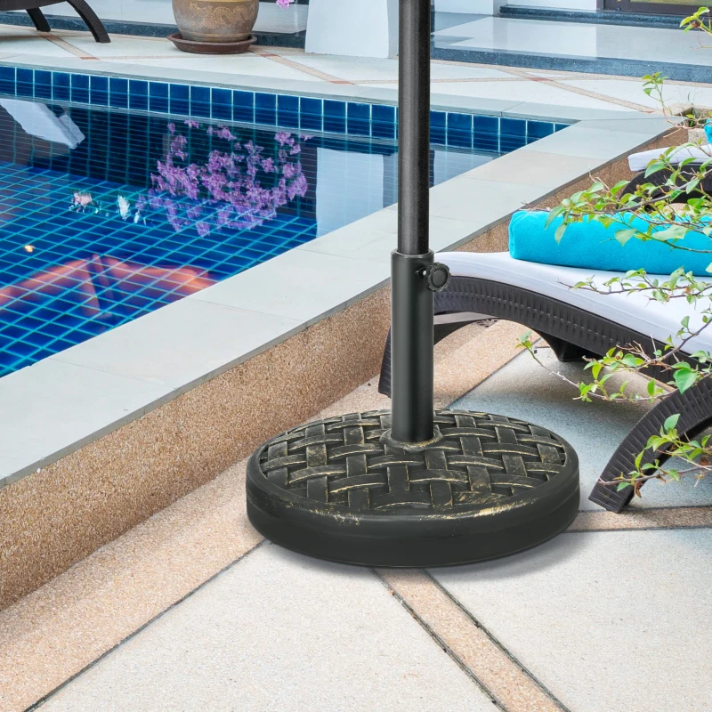 Outsunny Concrete Umbrella Base, 40 lbs. Heavy Duty Umbrella Stand with Metal Umbrella Holder for Outdoor, Lawn, Deck, Bronze