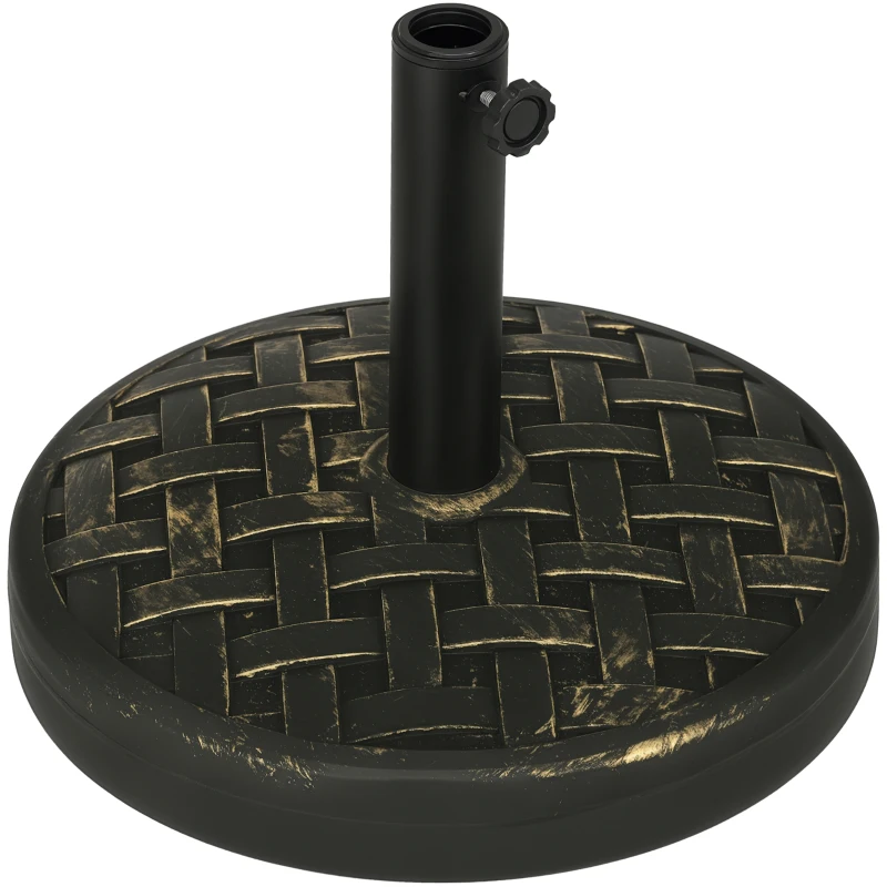 Outsunny Concrete Umbrella Base, 40 lbs. Heavy Duty Umbrella Stand with Metal Umbrella Holder for Outdoor, Lawn, Deck, Bronze