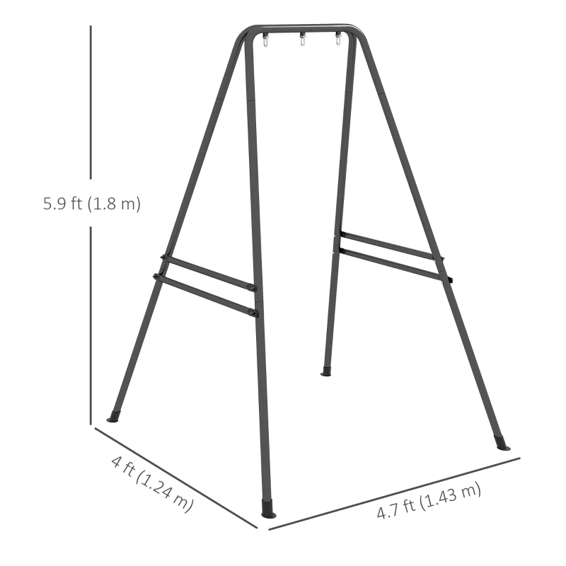 Outsunny Hammock Chair Stand, Hanging Heavy Duty Metal Frame Hammock Stand for Hanging Hammock Air Porch Swing Chair, Egg Cahir, Indoor & Outdoor Use, 48.8" x 56.3" x 70.9" Black