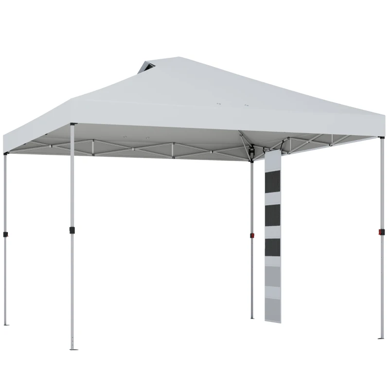 Outsunny 9.6 x 9.6 ft Pop Up Canopy Tent with Pockets, UPF 50+ 1-Button Push Outdoor Instant Canopy with Sandbags, Wheeled Bag