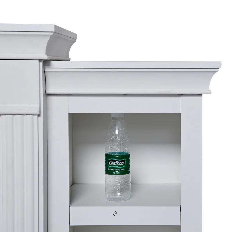 HOMCOM 70" W x 15.75" H Electric Fireplace Mantel TV Stand, Media Console Center Cabinet with 6 Shelves and Remote Control, Cream White