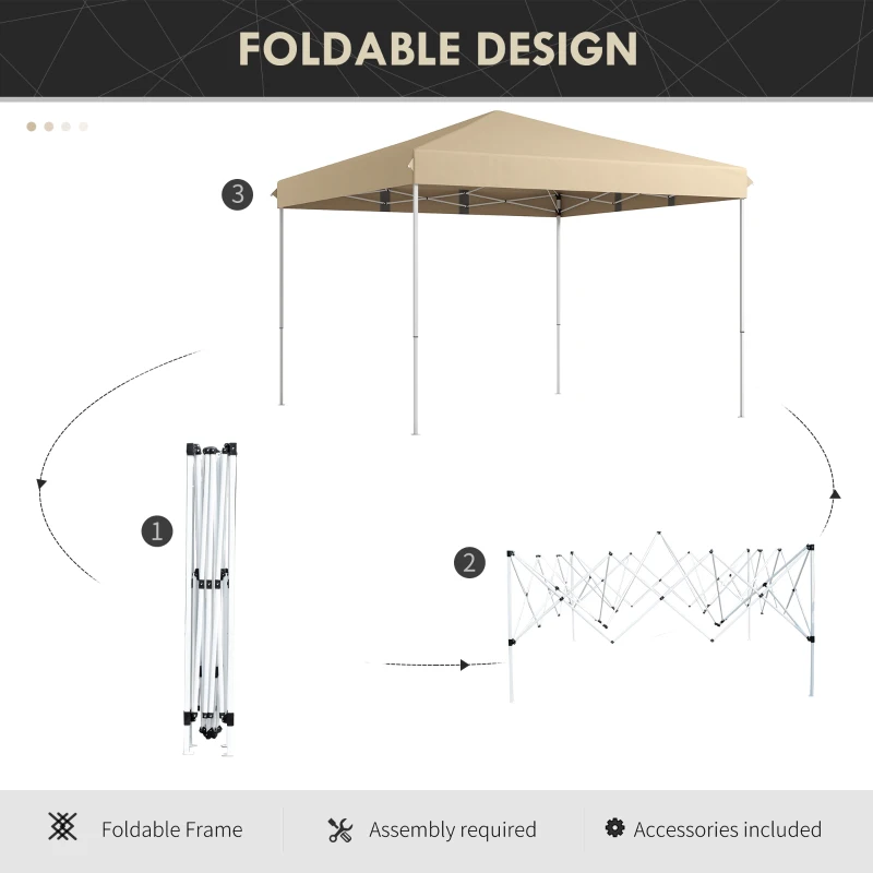 Outsunny 13' x 13' Pop Up Canopy Tent with Height Adjustable, Carry Bag for Outdoor, Garden, Patio, Beige