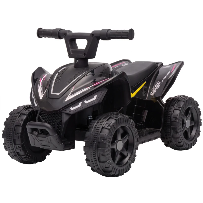 Qaba 6V Kids ATV, 4 Wheels Kids Quad with Button Control, 45Mins Runtime, Max 1.2MPH, Max 55lbs Load for 18-48 M, Black