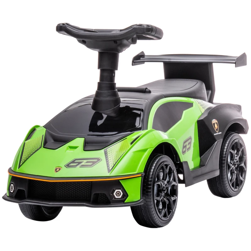 Aosom Ride on Push Car, Ride Racer, Foot-to-Floor Walking Sliding Car for Toddler with Under Seat Storage, Horn and Engine Sound, Steering Wheel, Aged 18-36 Months, Green