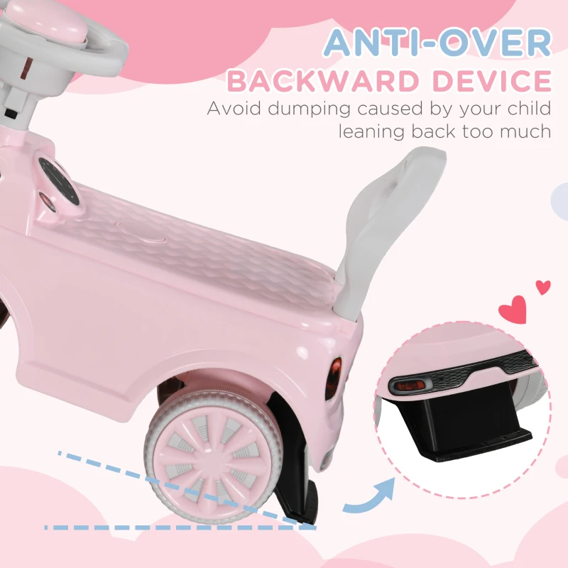 Qaba Foot to Floor Toddler Ride on Toy, Sliding Car w/ Horn, No Tip Anti-Over-Backwards System for 18-36 Months, Pink