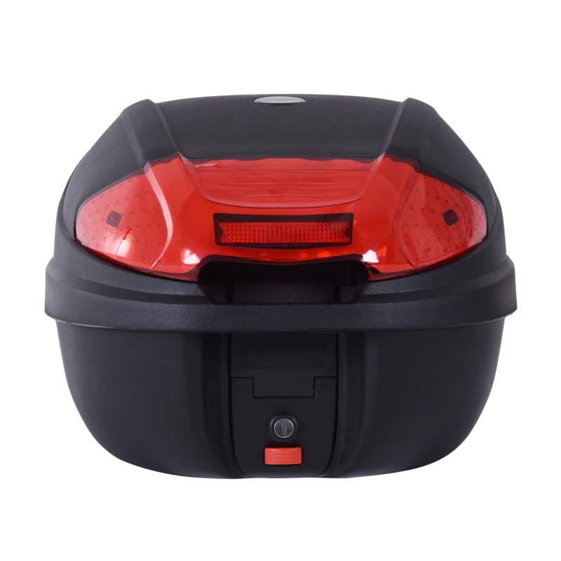 HOMCOM 30L Motorcycle Tail box Top Case Motorbike Trunk Helmet Carrier Luggage Helmet Storage Mount Rack w/ Lock