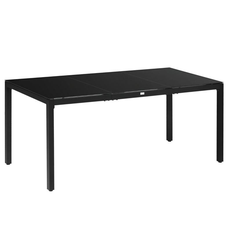 Outsunny Rectangular Outdoor Dining Table for 8 People with Tempered Glass Top and Aluminum Frame, Black 70.9" x 31.5" x 28.3"