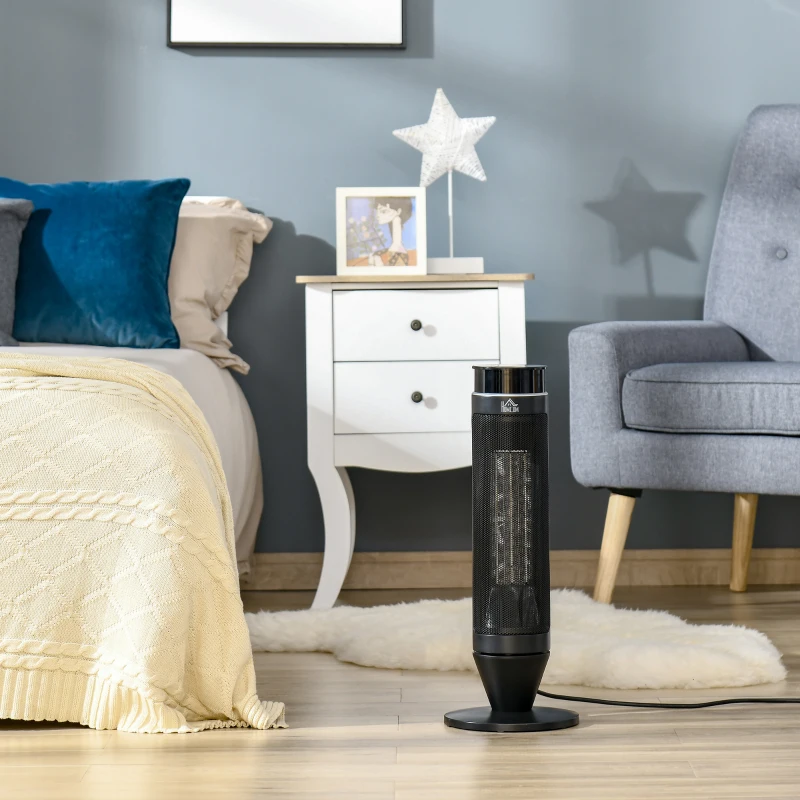 HOMCOM 2-In-1 Tower Heater, Indoor Electric Space Heater with Oscillation, Remote Control, 8H Timer, Three Heating Modes(High, Low, Fan), 750W/1500W