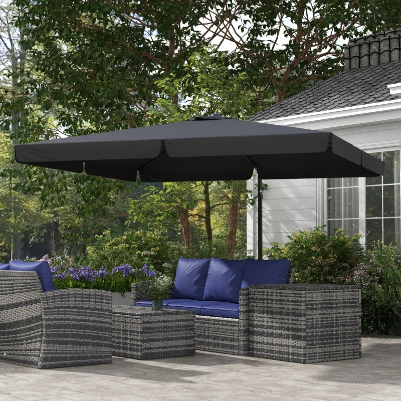 Outsunny 10' Cantilever Patio Umbrella, Square Offset Umbrella with Tilt, Crank, Cross Base, Aluminum Pole and Air Vent, Gray