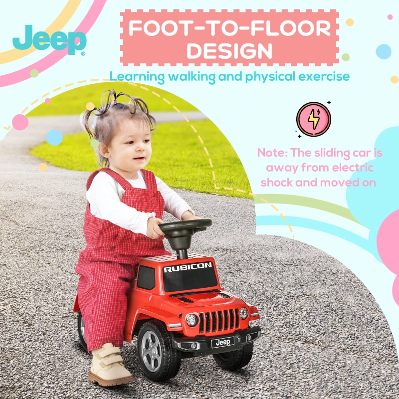 Aosom Kids Ride on Push Car, with Engine Sounds & Under-Seat Storage, Foot-to-Floor Ride on Sliding Car with Horn, Red