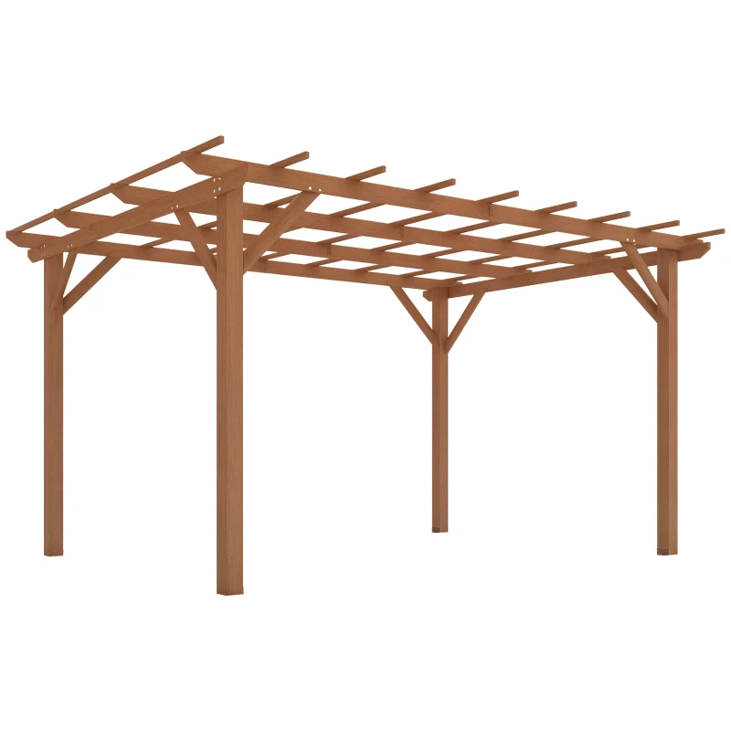 Outsunny 10' x 13' Wood Pergola, Outdoor Gazebo Grape Trellis with Stable Structure for Climbing Plant Support, Dark Brown