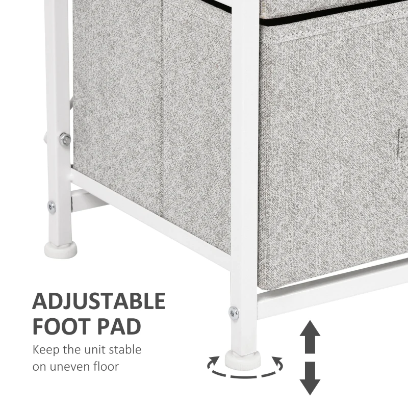 HOMCOM Linen Drawer Cabinet Organizer Storage Dresser Tower with 4 Removable Drawer Metal Frame Adjustable Feet for Living Room, Kitchen, Bathroom, White