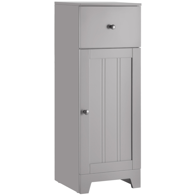 kleankin Short Bathroom Storage Cabinet, Cabinet Organizer with 1 Drawer and Adjustable Shelf for Living Room, Gray