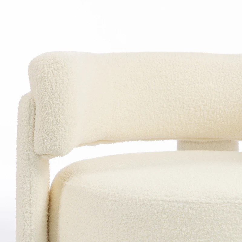 HOMCOM Upholstered Armchair, Sherpa Accent Chair with Lumbar Pillow, Padded Armrests and Thick Cushion, Cream White