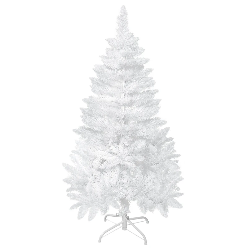 HOMCOM 4ft Artificial Christmas Tree with Pine Realistic Branches, Auto Open, for Indoor Decoration, White