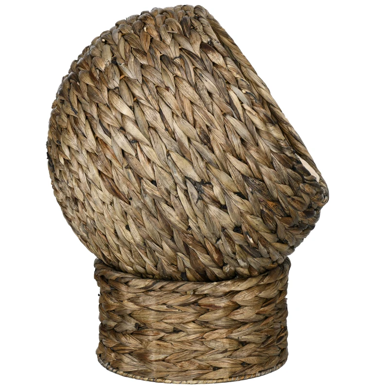 PawHut Handwoven Elevated Cat Bed with Soft Cushion & Egg Chair Shape, Basket Bed Kitty House with Stand, Raised Wicker House for Indoor Cats, 20" H, Gray