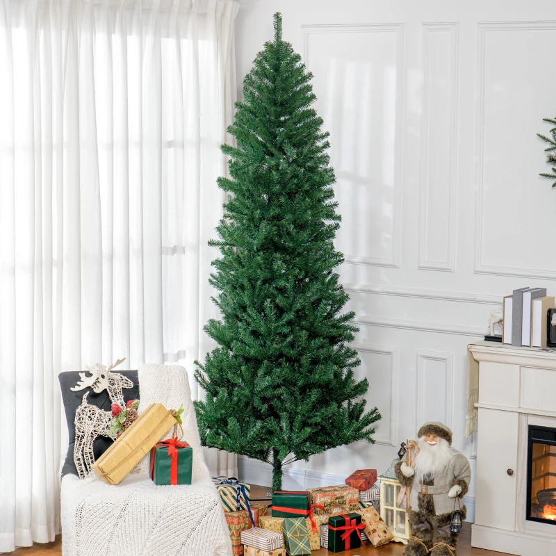 HOMCOM 8' Artificial Christmas Tree, Unlit Xmas Tree with Realistic Branch Tips for Indoor, Home, Holiday, Green