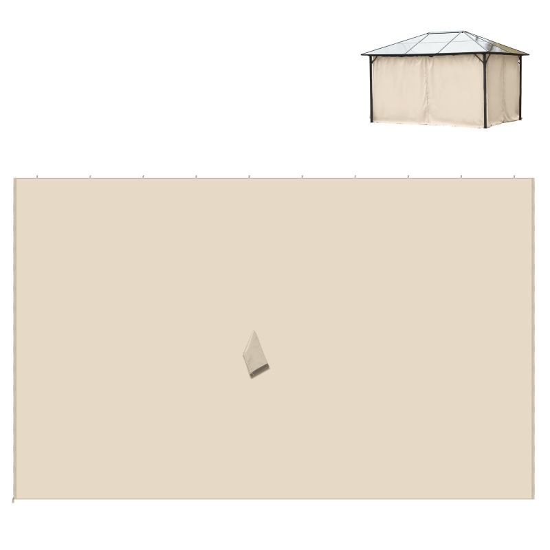 Outsunny Gazebo Curtains, 10' x 13' Universal Replacement Privacy Curtain, 4-Panels Sidewall with Hooks/C-Rings, Beige