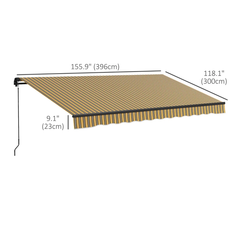 Outsunny 13' x 10' Retractable Awning, 280gsm UV Resistant Sunshade Shelter, for Deck, Balcony, Yard, Amber and Dark Grey