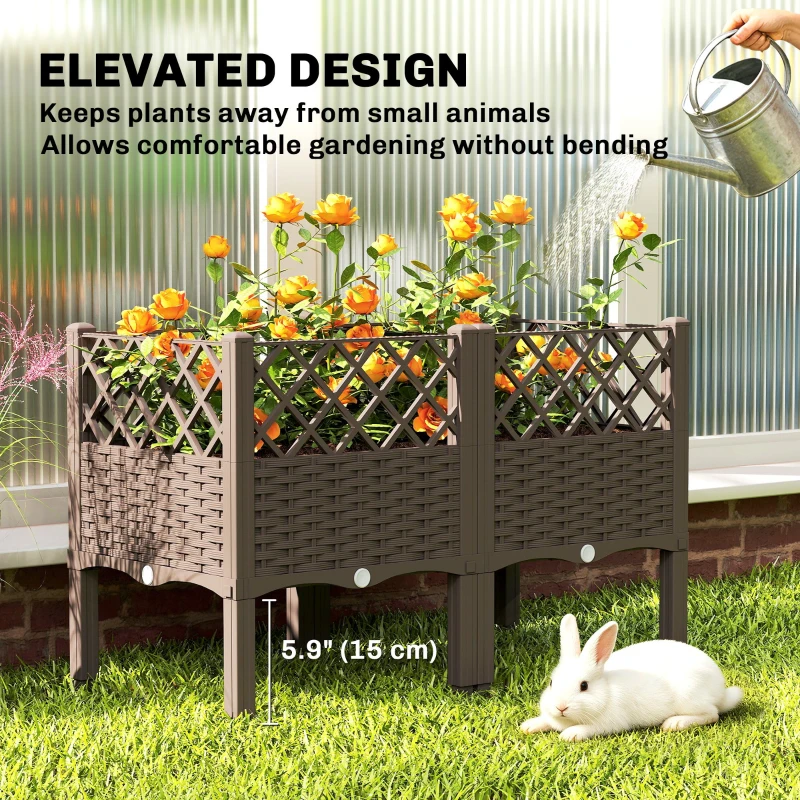Outsunny Raised Garden Bed with Legs, Self Watering Elevated Planter Boxes with Drainage Holes, 31.5" x 15.7" x 20.3"