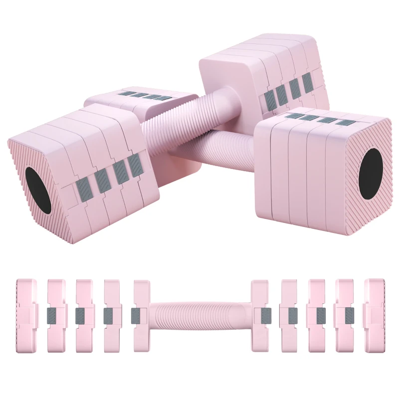 Soozier 2/4/7/9/11 lb Adjustable Dumbbell Set of 2, 5-in-1 Weights Dumbbells Set with Non-Slip Handle for Home Workout