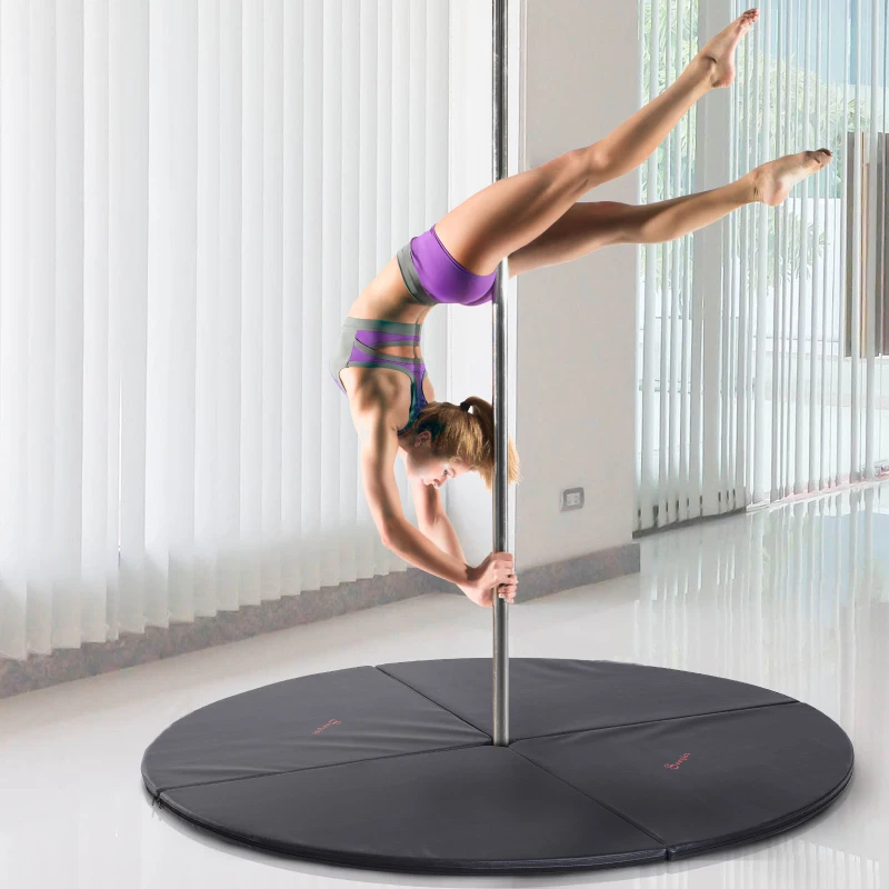 Soozier Pole Dance Mat, 2"T x 5'W Folding Pole Crash Mat for Home, Lightweight and Foldable, Black