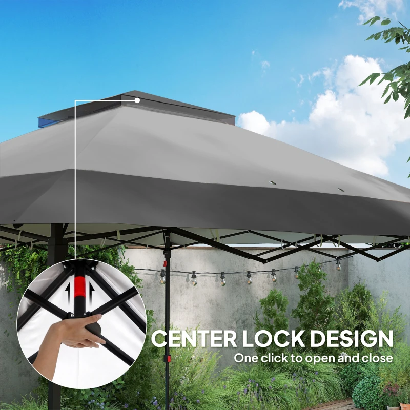 Outsunny 12' x 12' Foldable Pop-up Party Tent Instant Canopy Sun Shade Gazebo Shelter with Steel Frame, Dark Grey
