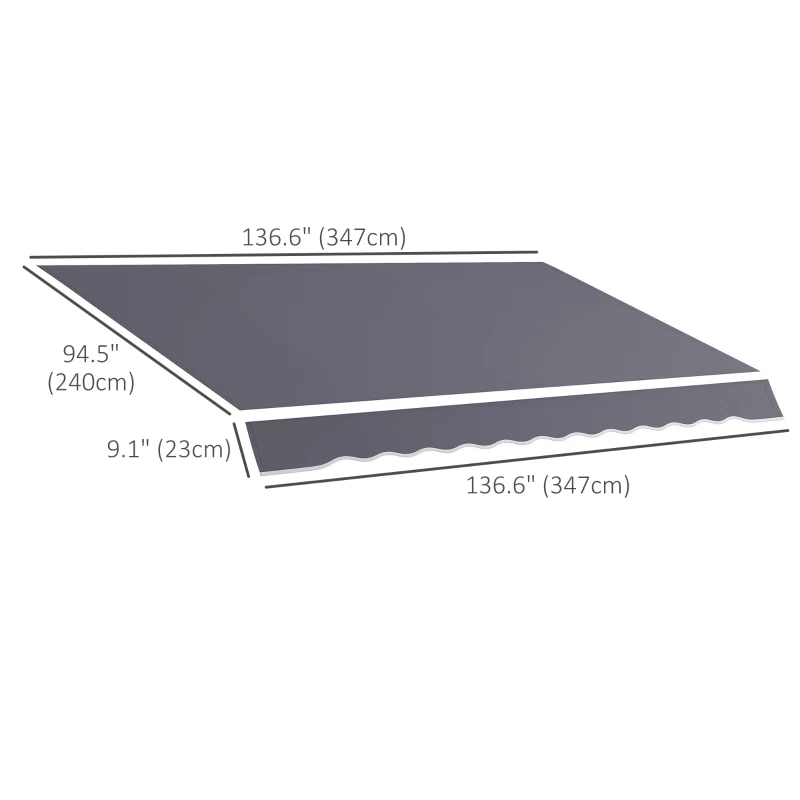Outsunny 11' x 8' Outdoor Sunshade Canopy Awning Cover, Retractable Awning Fabric Replacement, UV Protection, Grey