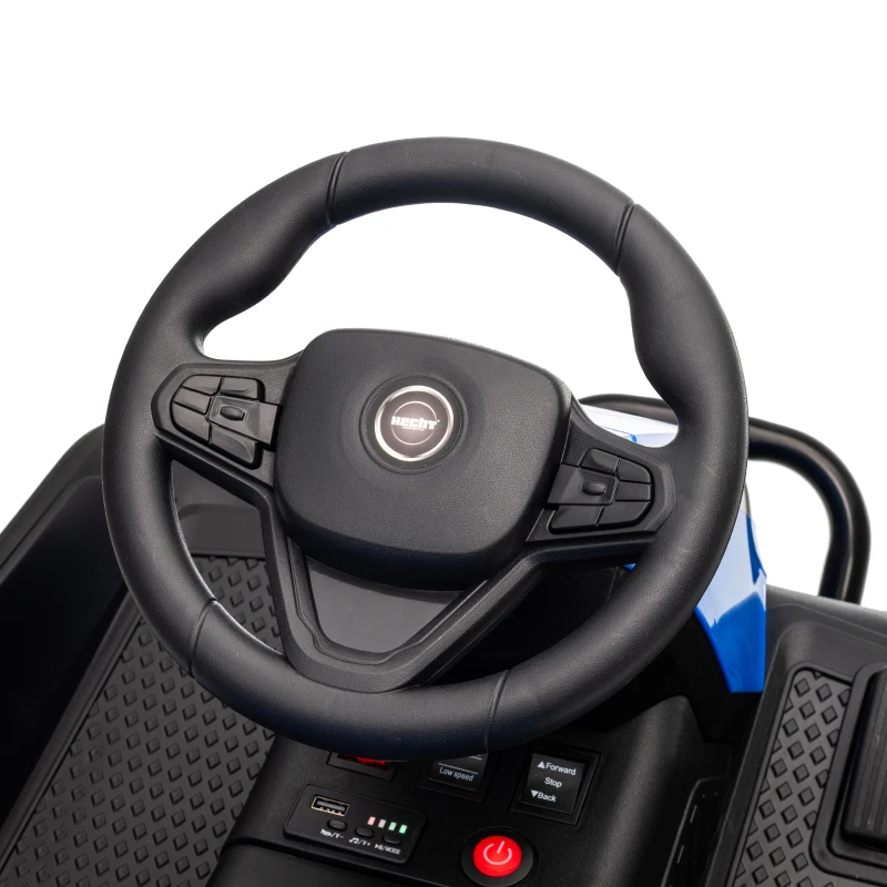 Qaba 24V Kids Ride On Car with Dual Motors, Remote, 4-Wheel Suspension, Soft Start, LED Lights, Music for 3-6 Years, Blue