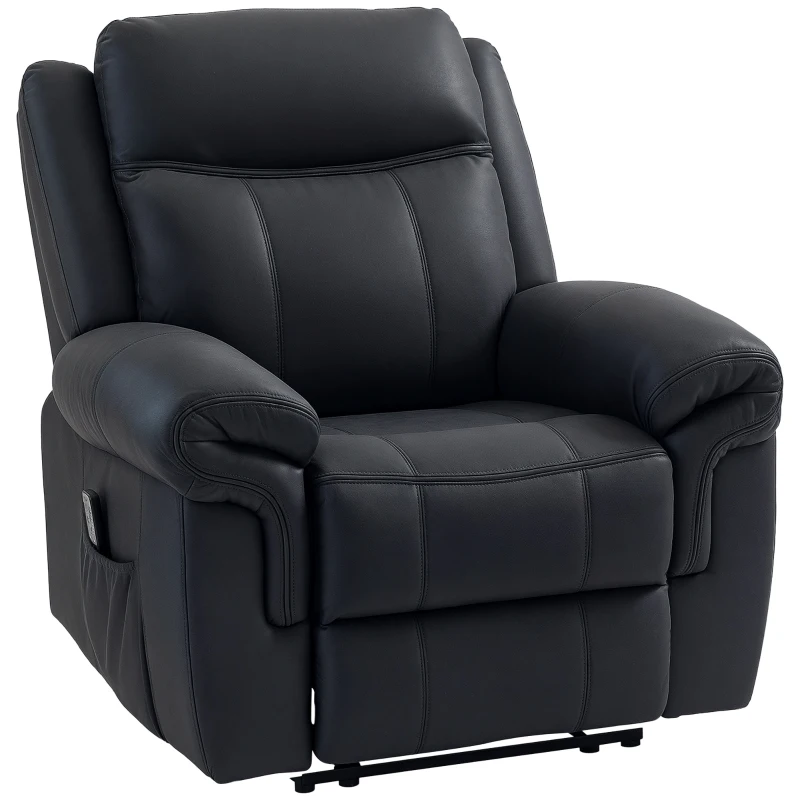 HOMCOM Manual Recliner Chair with Vibration Massage, Side Pockets, Microfibre Reclining Chair for Living Room, Black