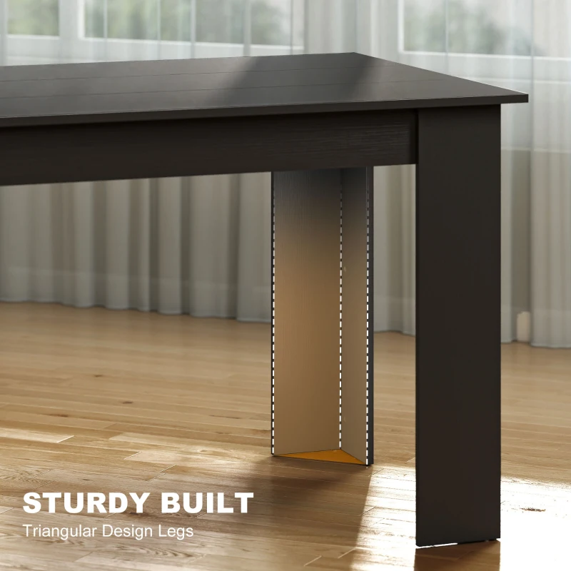 HOMCOM 63" Dining Table for 4-6 People, Modern Rectangular Kitchen Table for Dining Room, Living Room, Black Wood Effect