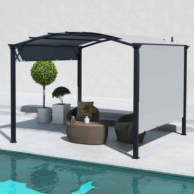 Outsunny 11' x 11' Outdoor Retractable Pergola with Canopy for Backyard, Gray