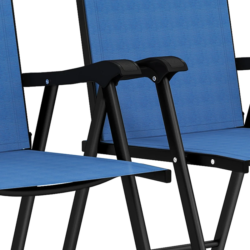 Outsunny Folding Patio Chairs Set of 4, High Back Outdoor Dining Chairs with Breathable Mesh Seat for Lawn, Deck, Blue