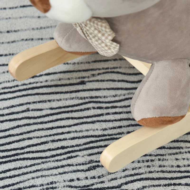 Qaba Bear-Shaped Kids Rocking Horse with Sound for 18-36 Months, Gray