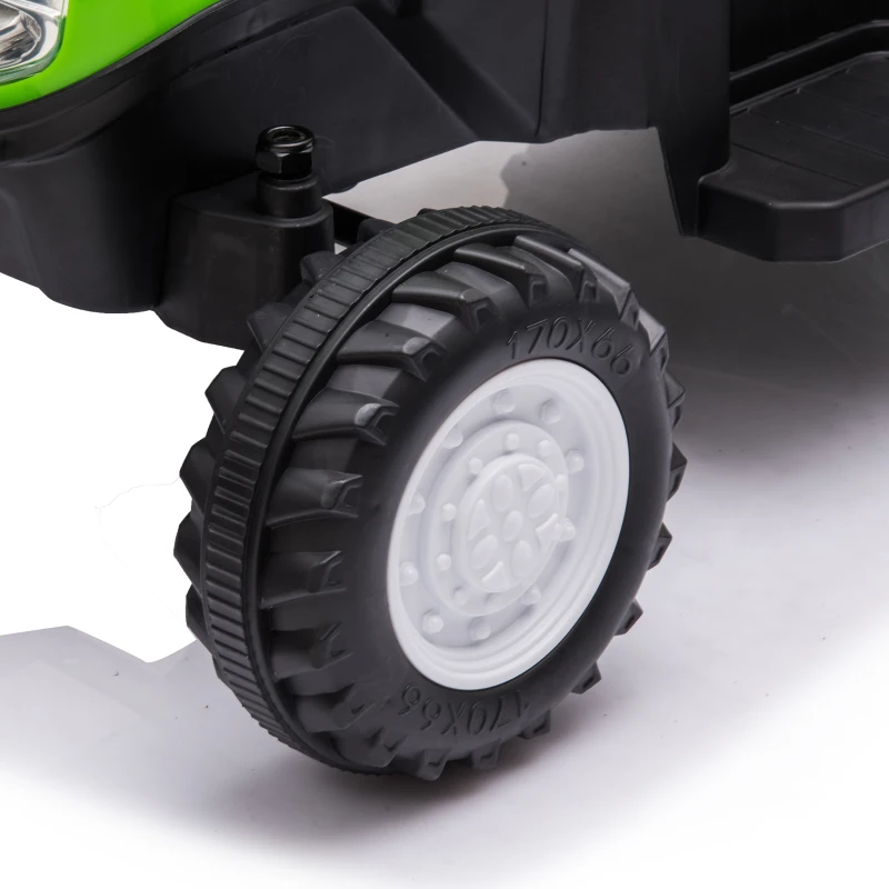 Qaba 2 in 1 Kids Ride On Tractor, 6V Electric Vehicle with Detachable Trailer, Music, Horn, Lights for Ages 1-3 Years, Green