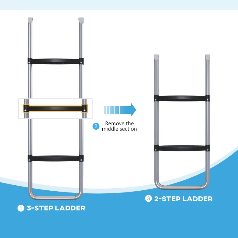 Soozier Trampoline Ladder Steel, 2/3 Steps Outdoor Trampoline Accessories, 43 Inch Length