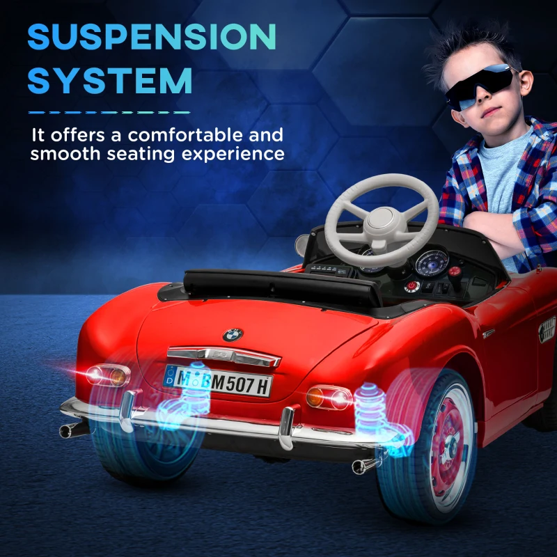 Aosom Licensed BMW 12V Kid Electric Ride On Car with Easy Transport, Red