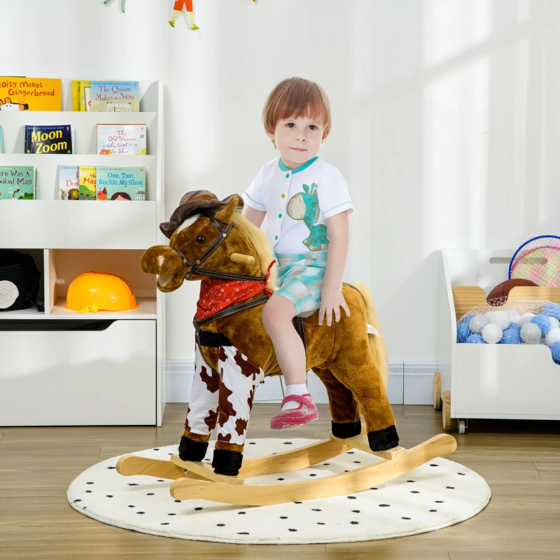 Qaba Baby Rocking Horse, Large Riding Horse W/ Realistic Sounds