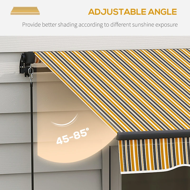 Outsunny 13' x 10' Retractable Awning, 280gsm UV Resistant Sunshade Shelter, for Deck, Balcony, Yard, Amber and Dark Grey